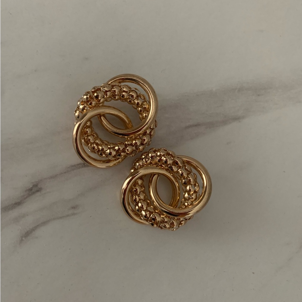 Gold Tone Knot Earrings - Picture 1 of 4